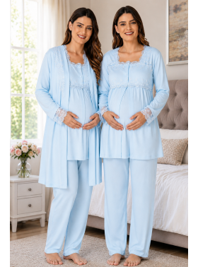 Effortt 2401M Mavi Lohusa Pijama Takım Sabahlık